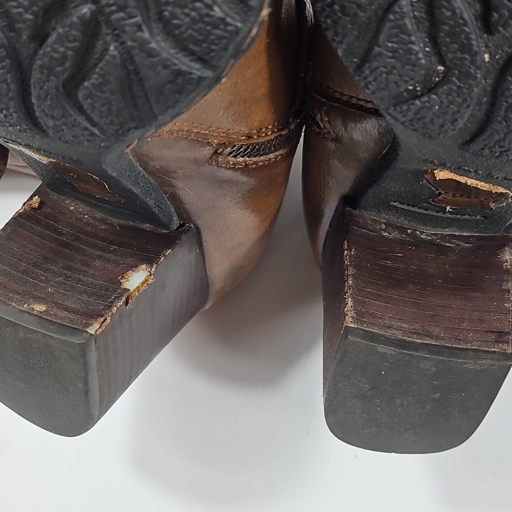 Born Milari Marrone Brown Leather Buckle Strap Tall Knee High Block Heel Boot - Picture 16 of 16